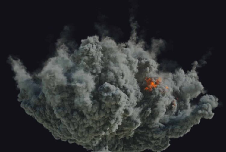 Houdini Pyrofx – Big airstrike explosion