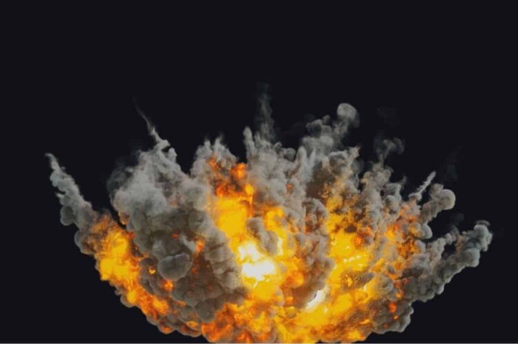 Houdini Pyrofx – Big airstrike explosion