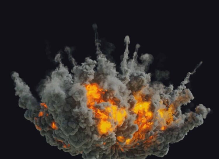 Houdini Pyrofx – Big airstrike explosion