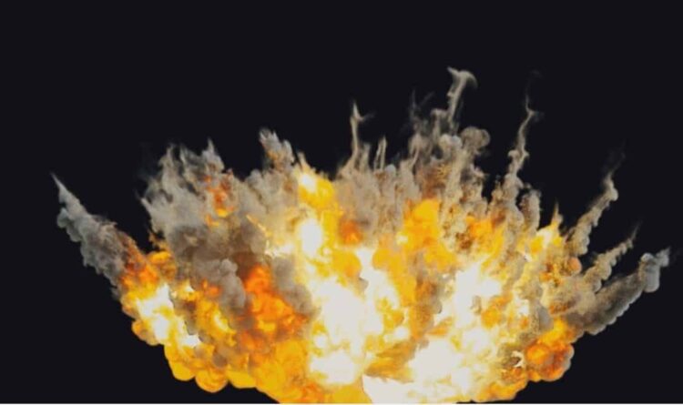 Houdini Pyrofx – Big airstrike explosion