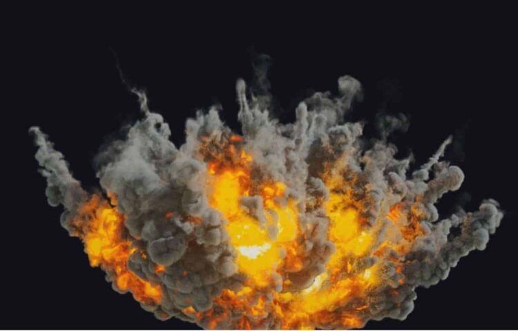 Houdini Pyrofx – Big airstrike explosion