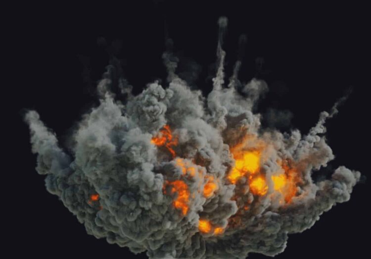Houdini Pyrofx – Big airstrike explosion